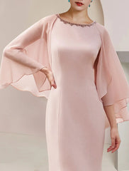 Aimishang  Mermaid / Trumpet Mother of the Bride Dress Formal Wedding Guest Party Vintage Elegant Scoop Neck Asymmetrical Tea Length Chiffon Sleeveless with Beading