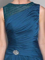 Sheath / Column Mother of the Bride Dress Vintage Inspired Jewel Neck Floor Length Satin Chiffon Sleeveless with Beading
