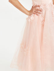 A-Line Prom Dresses Elegant Dress Wedding Short Sleeve V Neck Tulle with Appliques