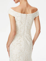 Aimishang Sheath / Column Mother of the Bride Dress Elegant Off Shoulder Floor Length Lace Short Sleeve No with Lace