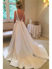 Elegant Scoop Satin Wedding Dress, WD0508