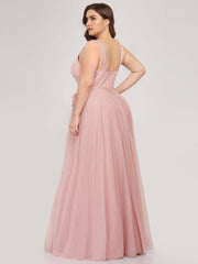 Dusty Pink Plus Size Tulle Bridesmaid Dress-Yedda - RongMoon