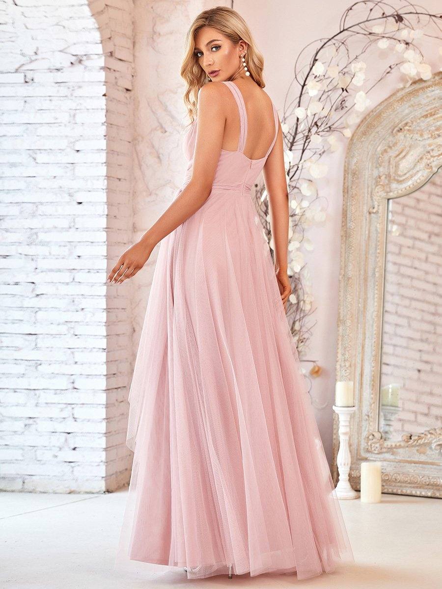 Dusty Pink Plus Size Tulle Bridesmaid Dress-Yedda - RongMoon