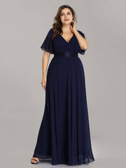 Navy Blue Plus Size Bridesmaid Dresses for Wedding Party-Mei - RongMoon