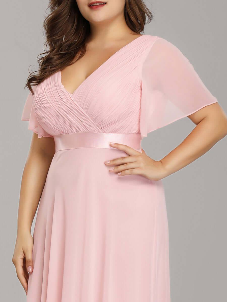 Plus Size Pink Bridesmaid Dresses for Wedding Party-Mei - RongMoon