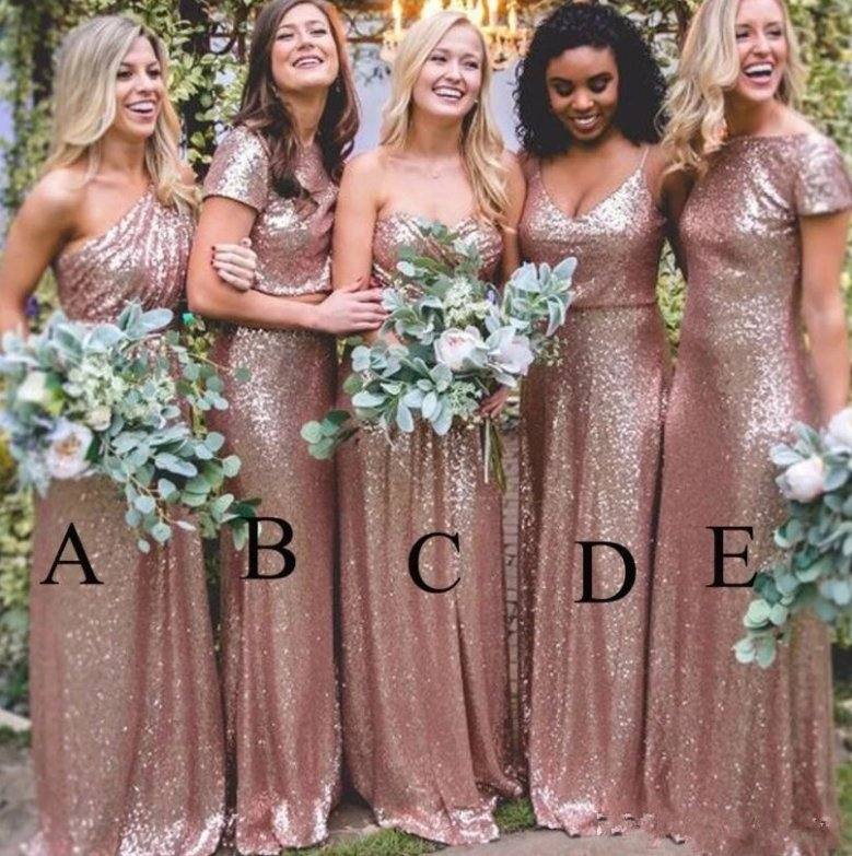 Sparkle Bridesmaid Dresses For Women A-line Sweetheart Sequins Long Cheap Under 50 Wedding Party Dresses - RongMoon