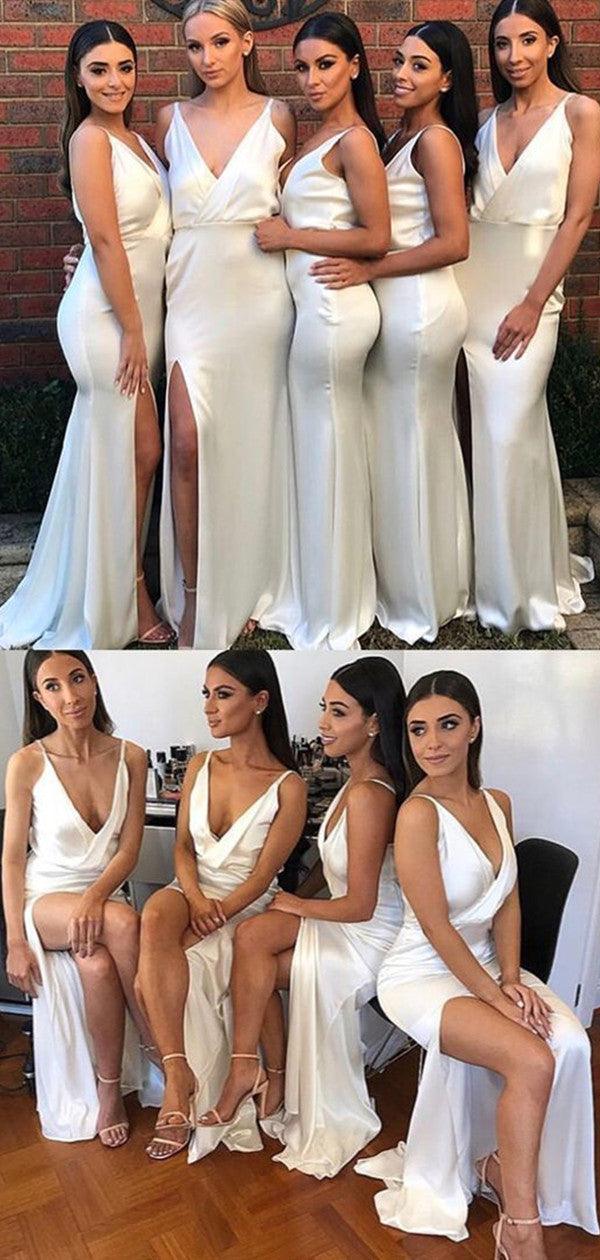 V-neck Simple Bridesmaid Dresses, Mermaid Wedding Guest Dresses, 2020 Bridesmaid Dresses - RongMoon