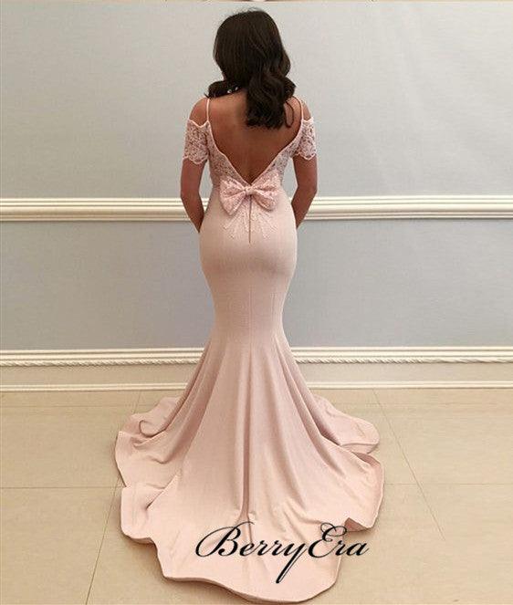 Off The Shoulder Mermaid Bridesmaid Dresses, Lace Long Prom Dresses - RongMoon