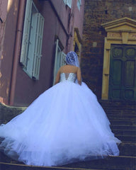 2019 Wedding Dresses Sweetheart Crystal Beaded Ball Gowns