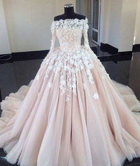 Unique champagne lace tulle long wedding dress, bridal dress - RongMoon