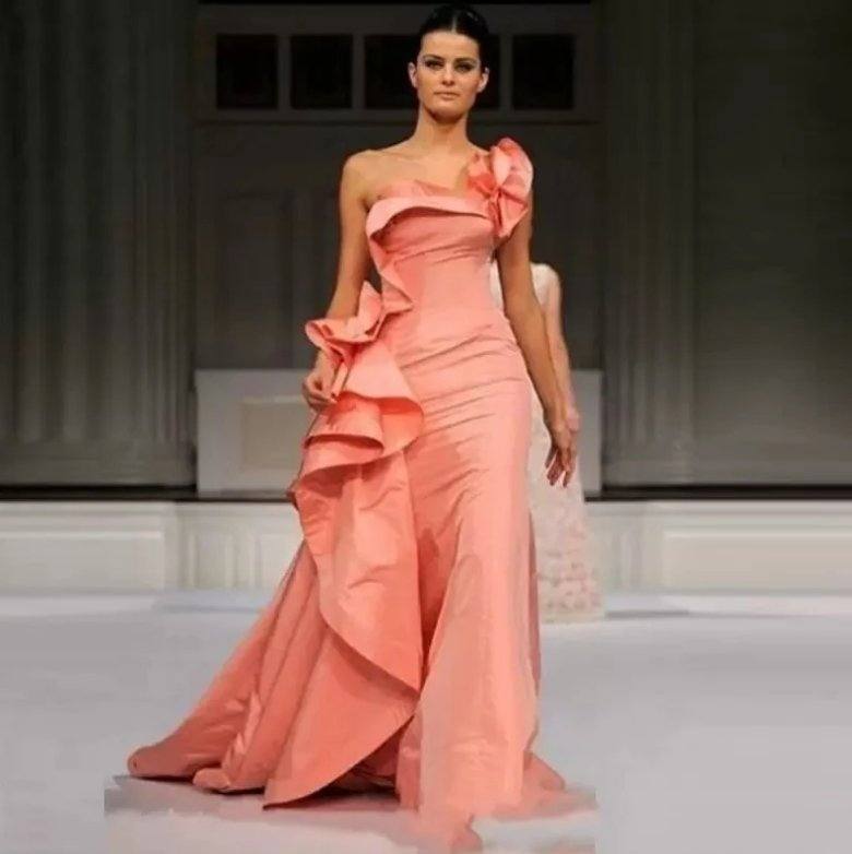 Pink Evening Dresses A-line Strapless Floor Length Long Turkey Dubai Saudi Arabic Evening Gown Prom Dresses - RongMoon