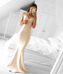 Simple sweetheart neck mermaid long prom dresses, evening dress - RongMoon