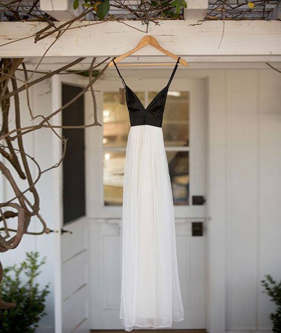 Simple White Chiffon Backless Long Prom Dress, Evening Dress - RongMoon