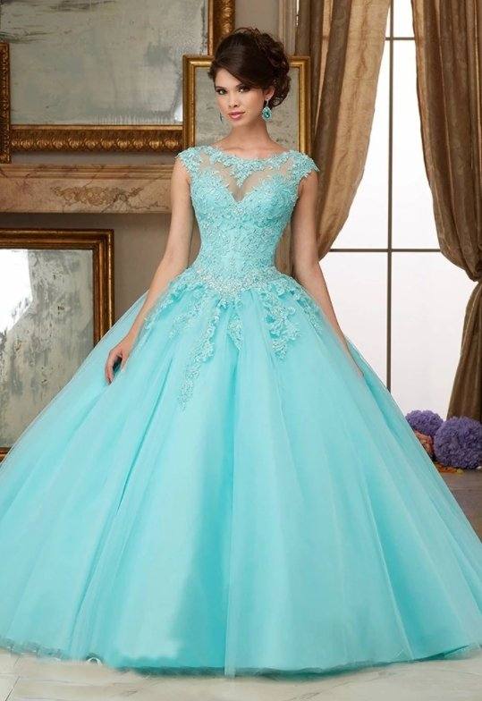 Pink Puffy Cheap Quinceanera Dresses Ball Gown Cap Sleeves Tulle Lace Beaded Crystals Sweet 16 Dresses - RongMoon