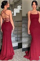 Burgundy mermaid long prom dress, burgundy formal dress - RongMoon