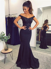 Mermaid V-neck Evening Dresses Lace Off Shoulder Prom Gowns