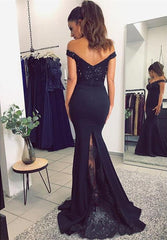 Mermaid V-neck Evening Dresses Lace Off Shoulder Prom Gowns