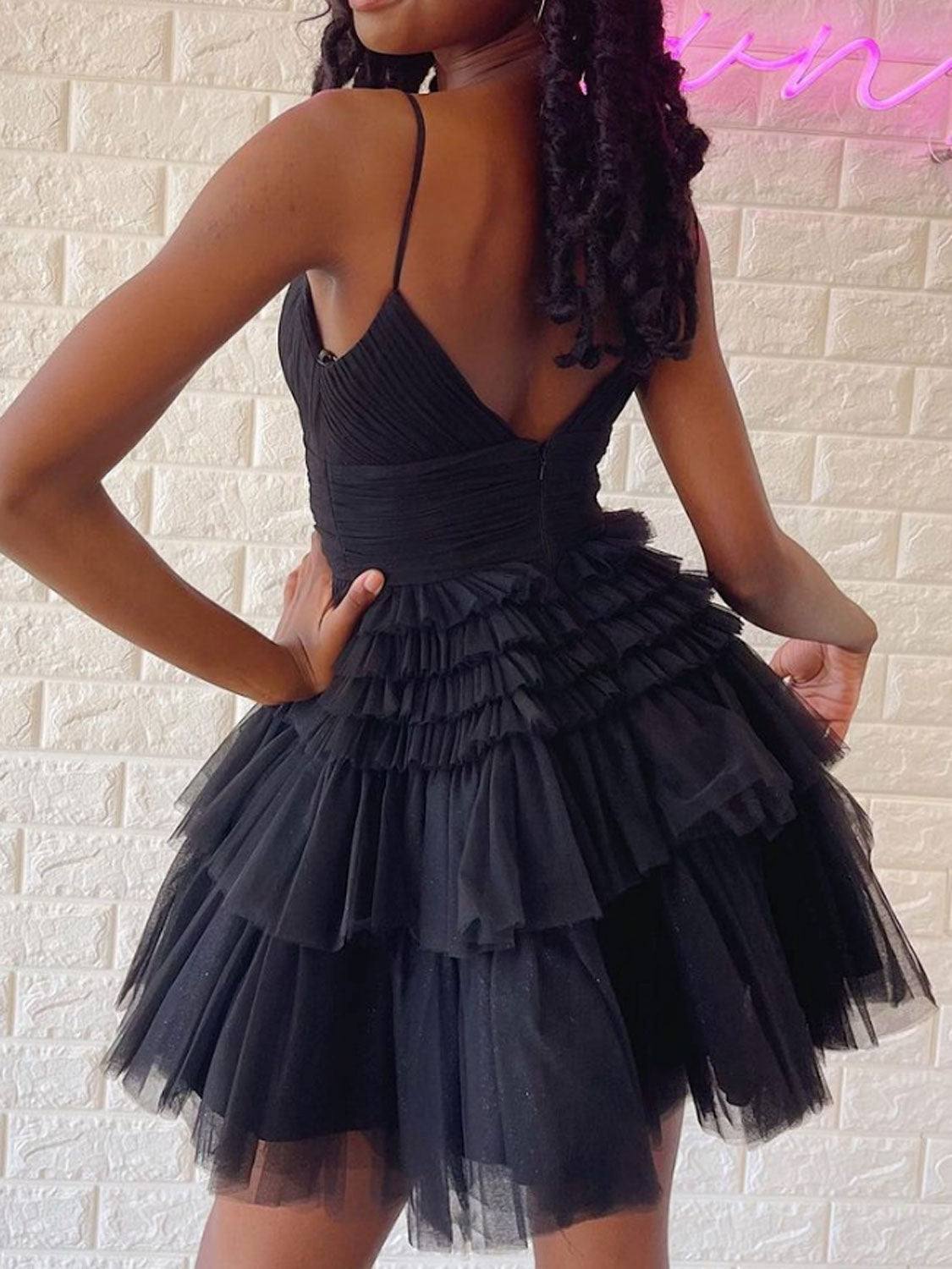 Cute Black Short Prom Dress, Black Homecoming Dresses - RongMoon