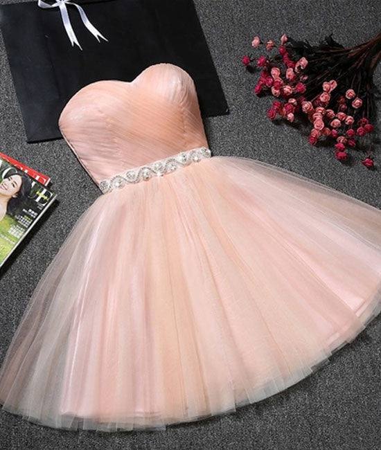 Cute pink short prom dress, pink homecoming dress - RongMoon