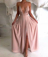 Simple A-line Chiffon Long Prom Dress, Evening Dress - RongMoon