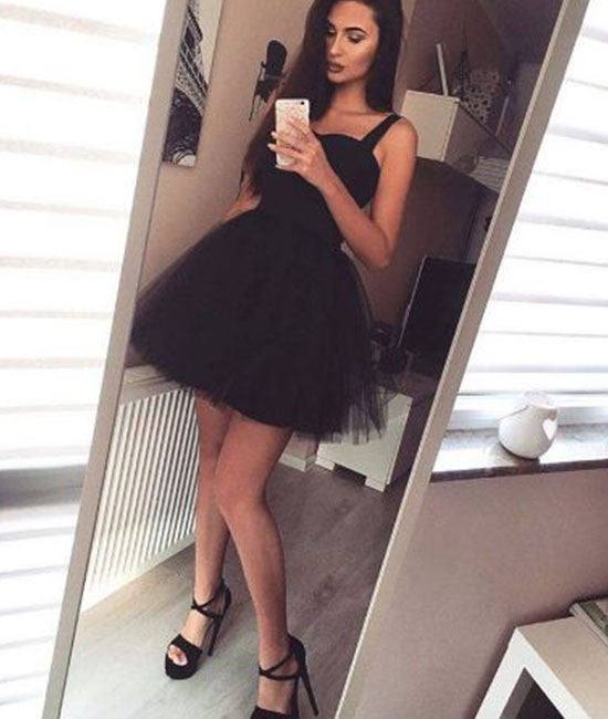 Cute black short prom dress, black homecoming dress - RongMoon