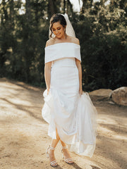 Sexy Straight Cap Sleeves Mermaid Cheap Wedding Dresses.DB10035