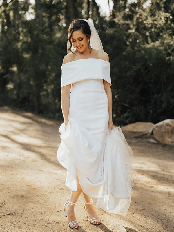 Sexy Straight Cap Sleeves Mermaid Cheap Wedding Dresses.DB10035