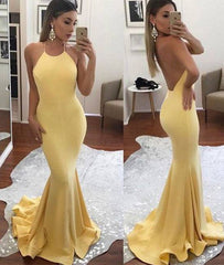 yellow mermaid long prom dress, yellow formal dress - RongMoon