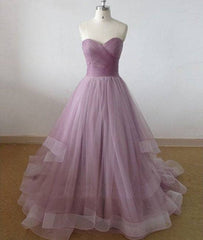 Cute sweetheart tulle long prom dress, evening dress - RongMoon