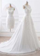 Robes de mariée 2 en 1 avec appliques en dentelle