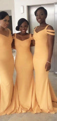 Newest Mermaid Long Bridesmaid Dresses, Yellow Color Bridesmaid Dresses - RongMoon