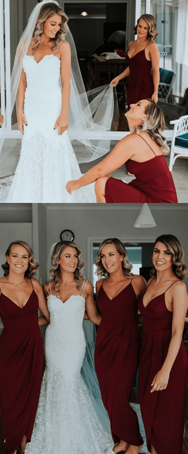 V-neck Popular Bridesmaid Dresses, Simple 2020 Bridesmaid Dresses - RongMoon