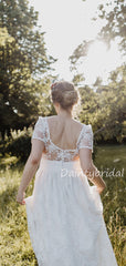 Gogerous V-neck Lace Tulle Wonderful Wedding Dresses Evening Dresses.DB10618