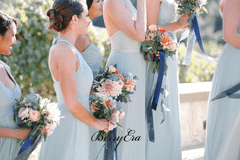 Mismatched Light Blue Chiffon Long Bridesmaid Dresses - RongMoon