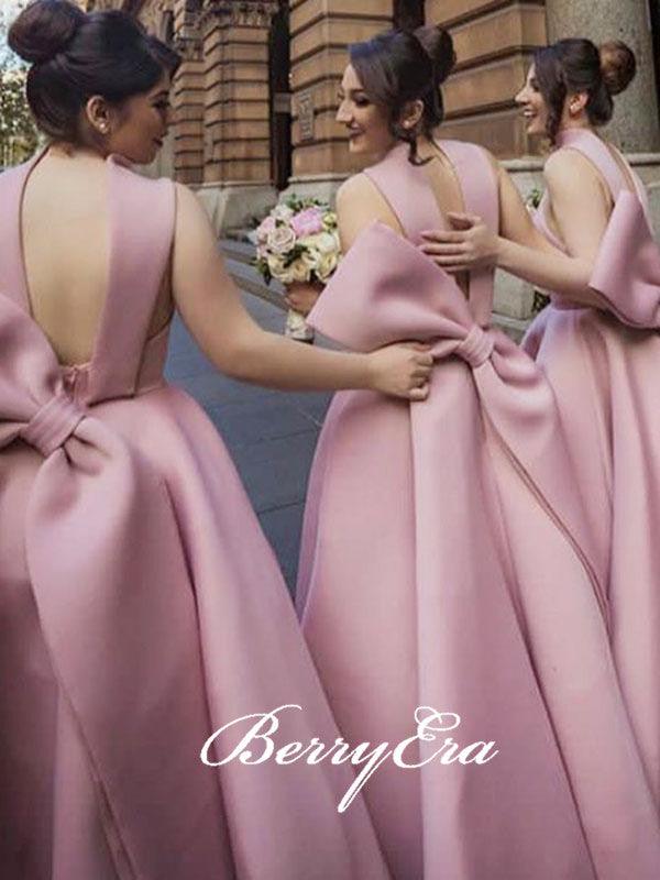 Lovely Satin A-line Long Bridesmaid Dresses, Wedding Guest Dresses - RongMoon