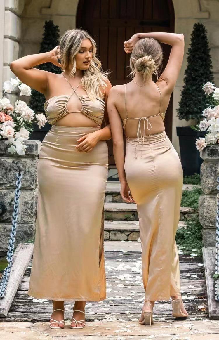Side Slit Sexy Long Bridesmaid Dresses, Open Back Mermaid Wedding Guest Dresses, Newest Bridal Party Dresses - RongMoon