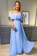 Newest Blue Color Long Prom Dresses, Popular Bridal Bridesmaid Dresses, Wedding Evening Party Dresses - RongMoon