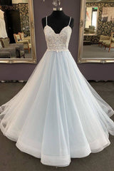 Unique sweetheart tulle lace long prom dress, lace evening dress - RongMoon