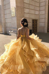 Unique sweetheart tulle long prom dress, tulle sweet 16 dress - RongMoon