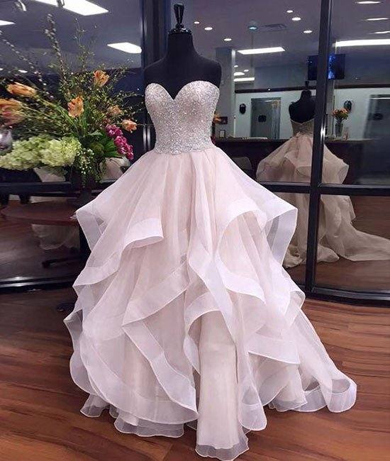 Unique sweetheart sequin flouncing long prom dress, sequin evening dress - RongMoon