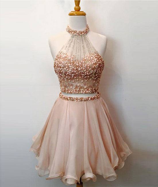 Cute two pieces short prom dress, cute homecoming dress - RongMoon