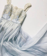 Unique sweetheart lace chiffon long prom dress, lace evening dress - RongMoon
