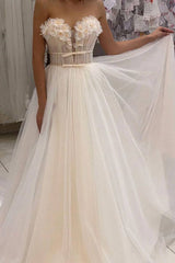 Elegant tulle sweetheart long prom dress tulle formal dress - RongMoon
