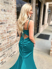 Simple satin long prom dress, satin evening dress - RongMoon
