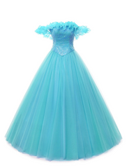 Ball Gown Prom Dresses Puffy Dress Quinceanera Floor Length Sleeveless Off Shoulder Tulle with Pearls Sequin