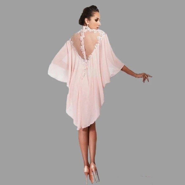 Pink Mother Of The Bride Dresses Sheath Knee Length Chiffon Appliques Beaded Plus Size Short Groom Mother Dresses For Wedding - RongMoon