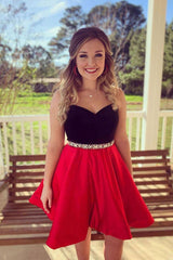 Cute sweetheart red short prom dress, red homecoming dress - RongMoon
