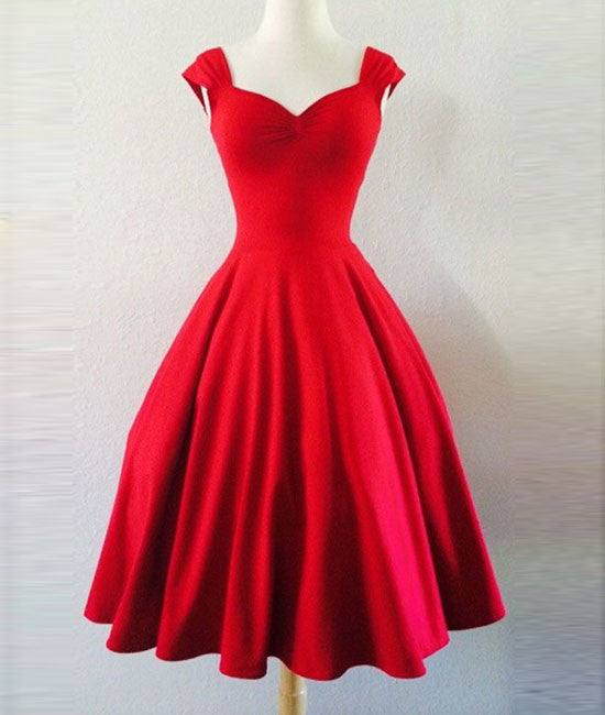 Simple Red sweetheart short prom dress, homecoming dress - RongMoon