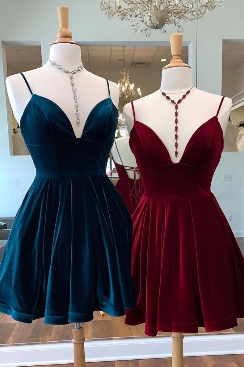 Simple v neck short prom dress, homecoming dress - RongMoon
