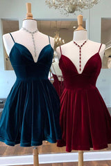 Simple v neck short prom dress, homecoming dress - RongMoon